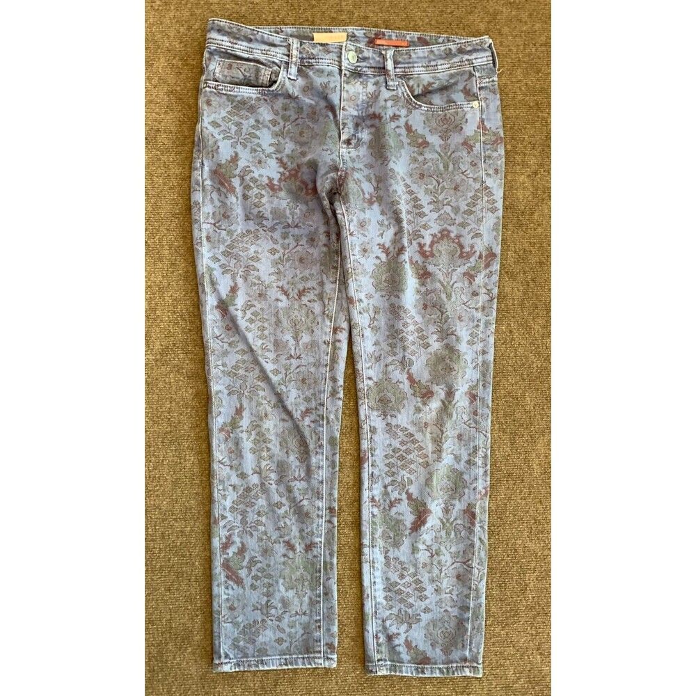 Anthropologie Pilcro Slim Boyfriend Jeans Womens 28 Mid Rise Floral Denim
